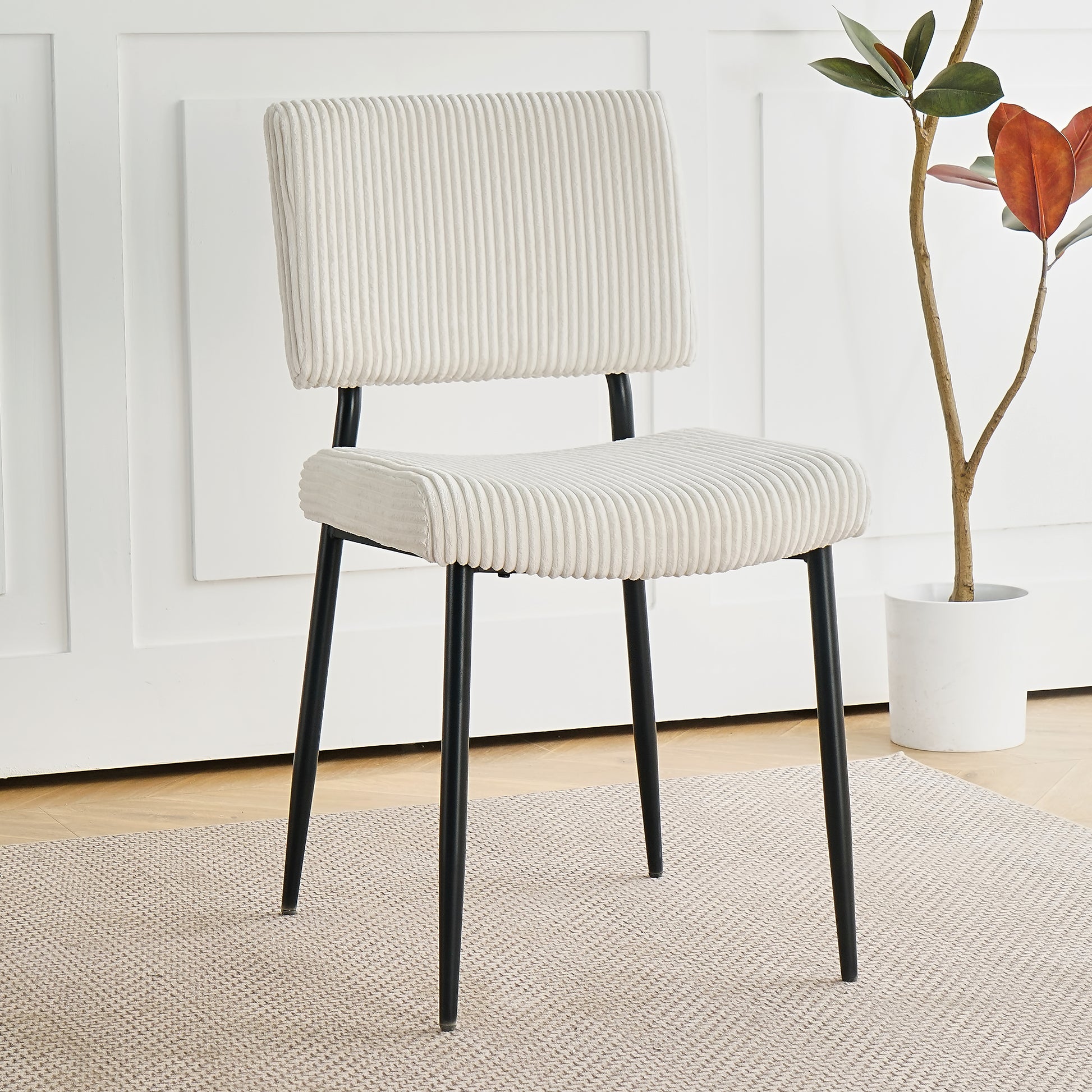 Modern Beige Simple Dining Chair Fabric