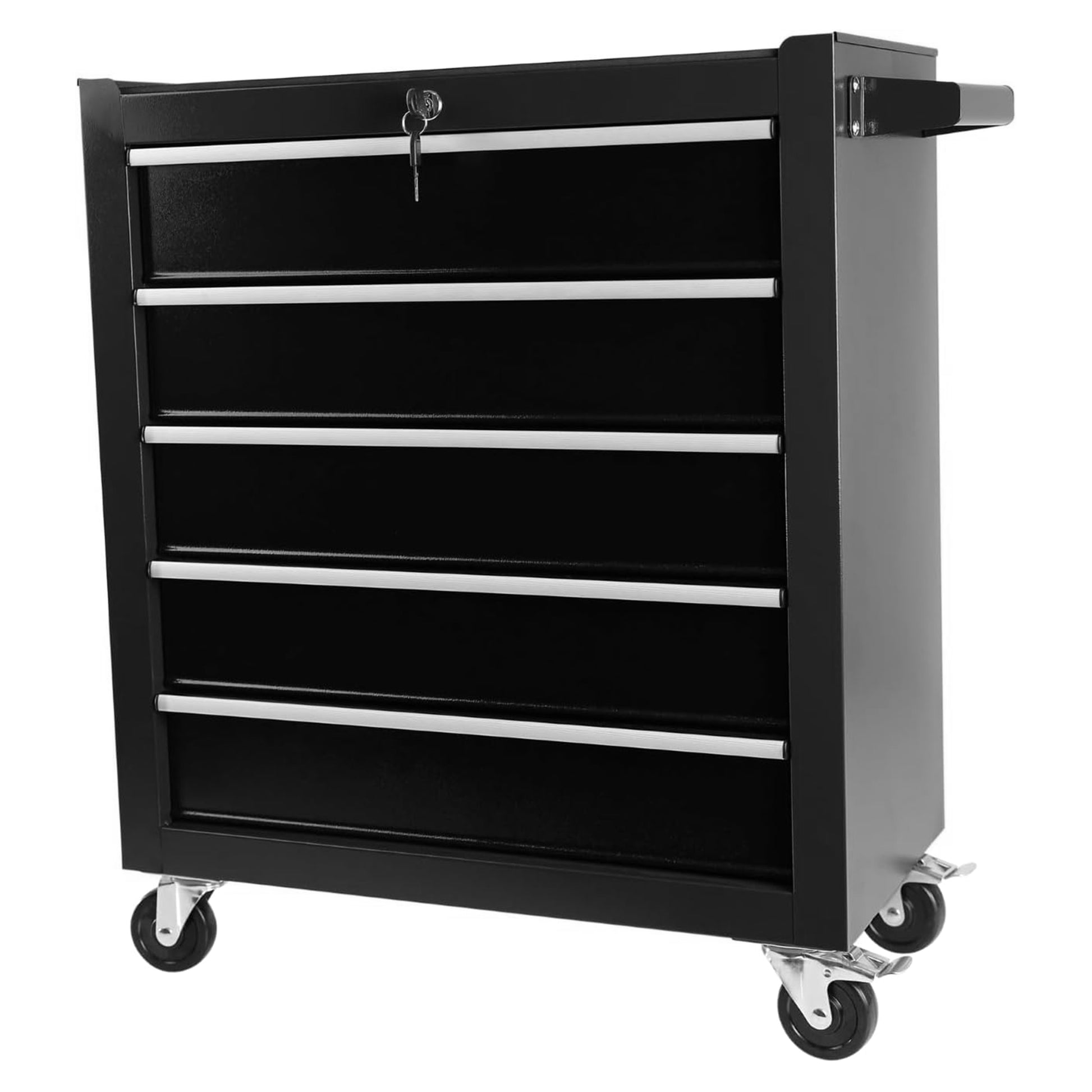 High Capacity Rolling Tool Chest With Wheels And Drawers, 5 Drawer Tool Storage Cabinet Black Iron