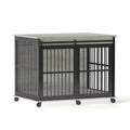 Furniture Dog Crate Sliding Iron Door Dog Crate With Mat. Grey,43.7''W X 30''D X 33.7''H Grey Dog Particle Board