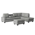 Modern Living Room 3 Piece Reversible Sectional With Drop Down Cup Holders Sofa Chaise Ottoman Storage Gray Microfiber Upholstered Tufted Details Gray Microfiber Wood Primary Living Space Modern L Shaped Plywood,Solid Wood 6 Seat