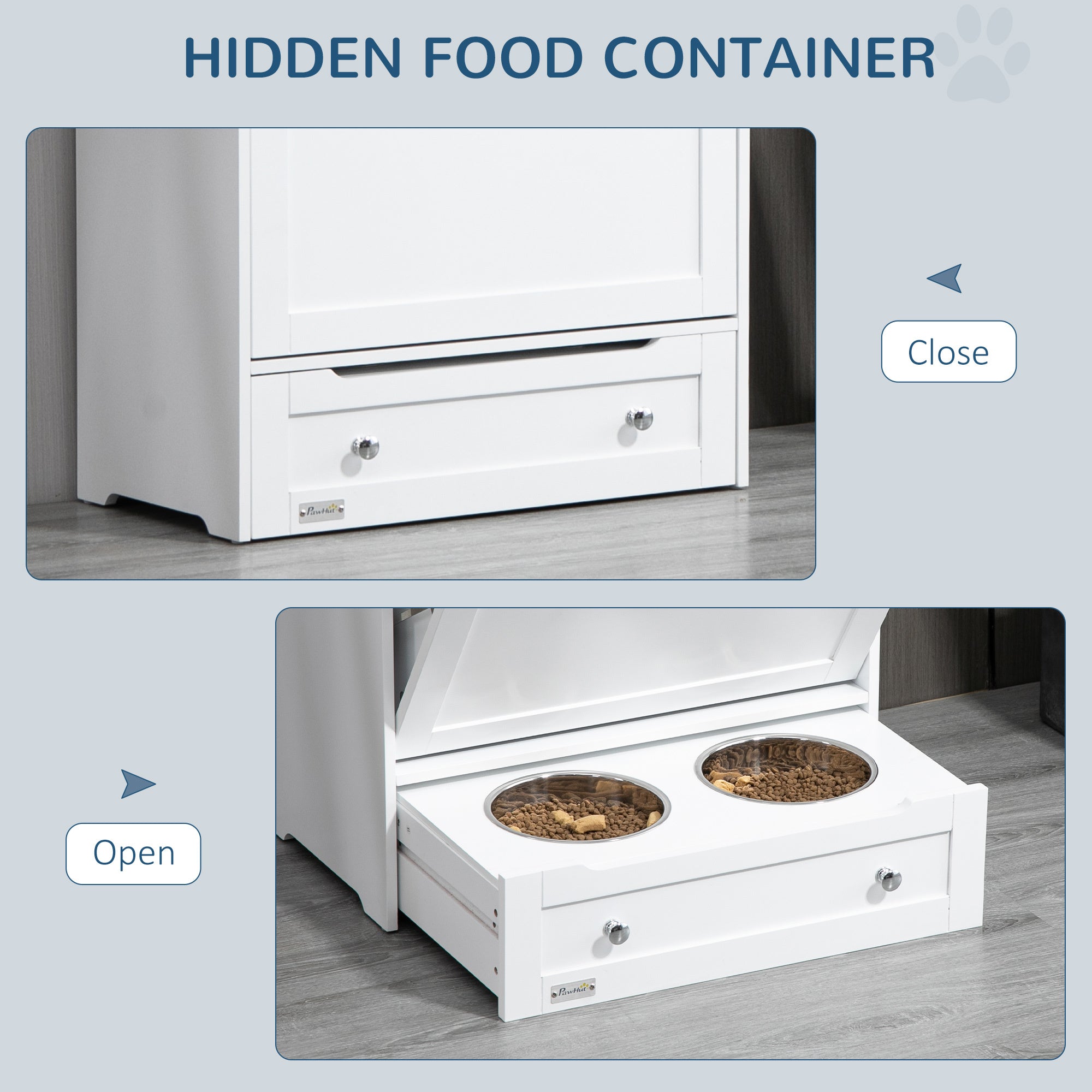 PawHut Pet Feeder Station Storage Cabinet, Dog Food white-mdf
