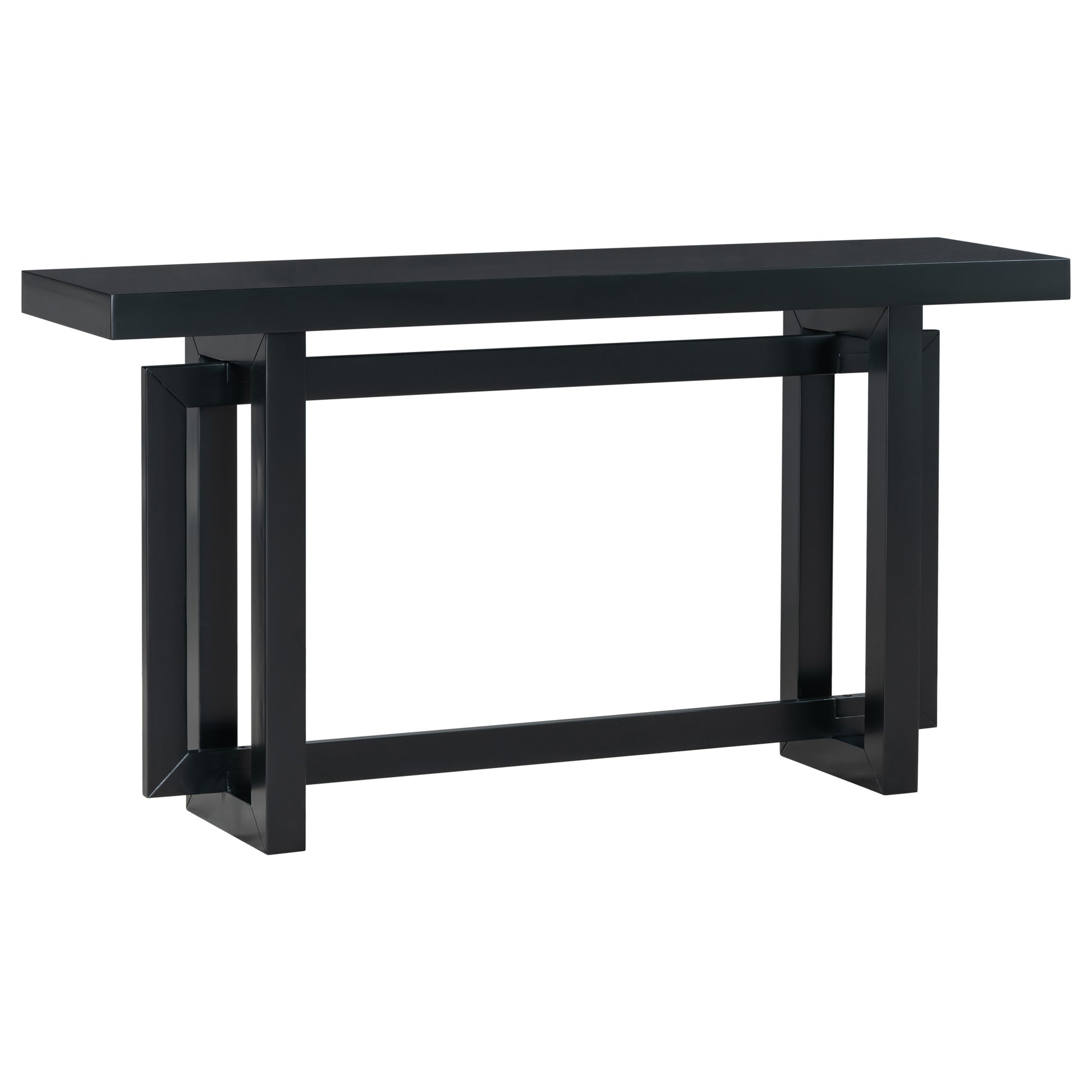 Contemporary Console Table With Wood Top, Extra Long Entryway Table For Entryway, Hallway, Living Room, Foyer, Corridor Black Solid Wood Mdf