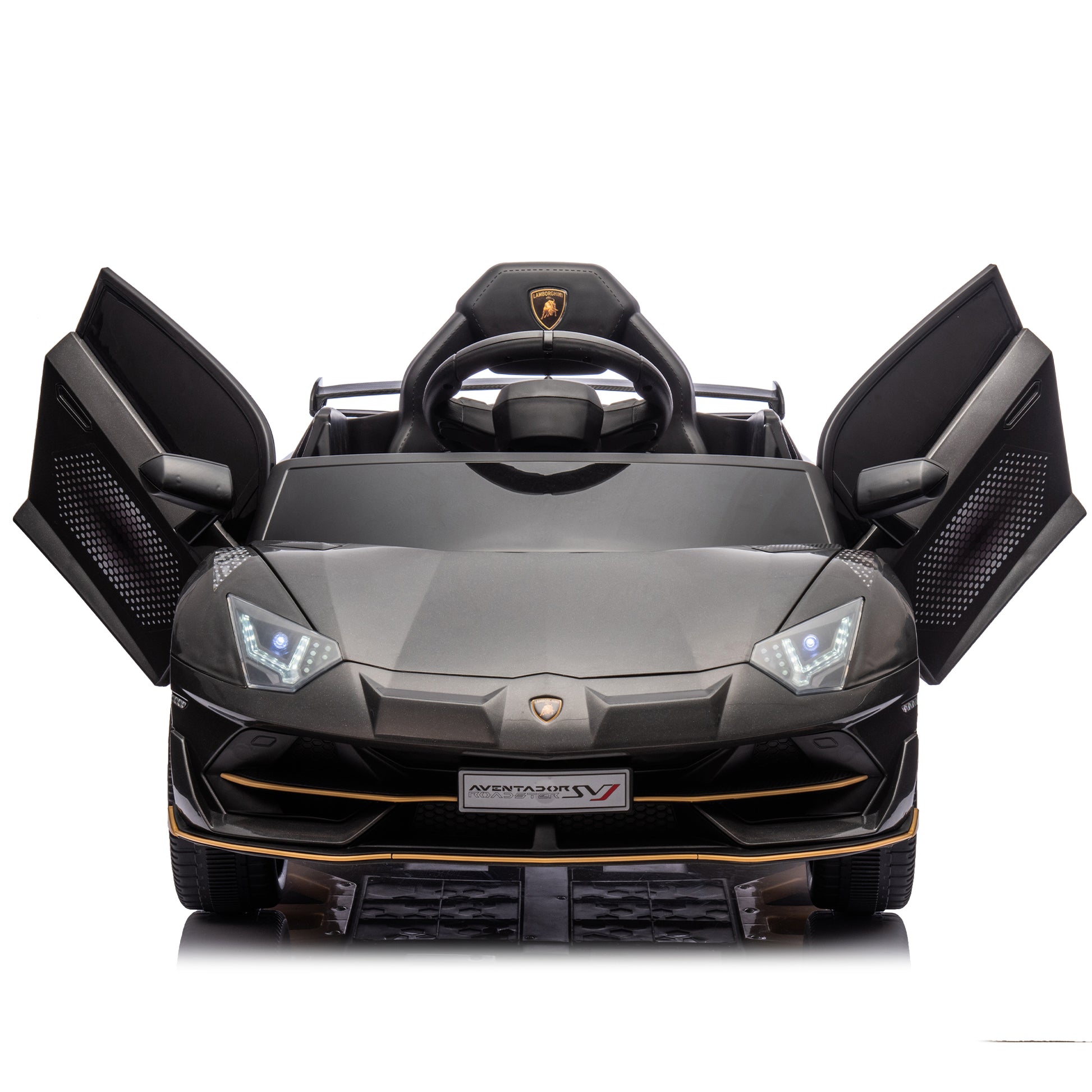 12V Kids Ride On Car W Parents Remote Control,Licensed Lamborghini Aventador Xago,Hydraulic Pressure Door,Slow Start,Early Education,Bluetooth,Adjustable Volume,Mp3,Usb,Led Lights For Kids Aged 2 4. Black 50 99 Lbs Polypropylene