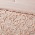 3 Piece Tufted Cotton Chenille Medallion Comforter Set Blush King Cal King King Blush Cotton