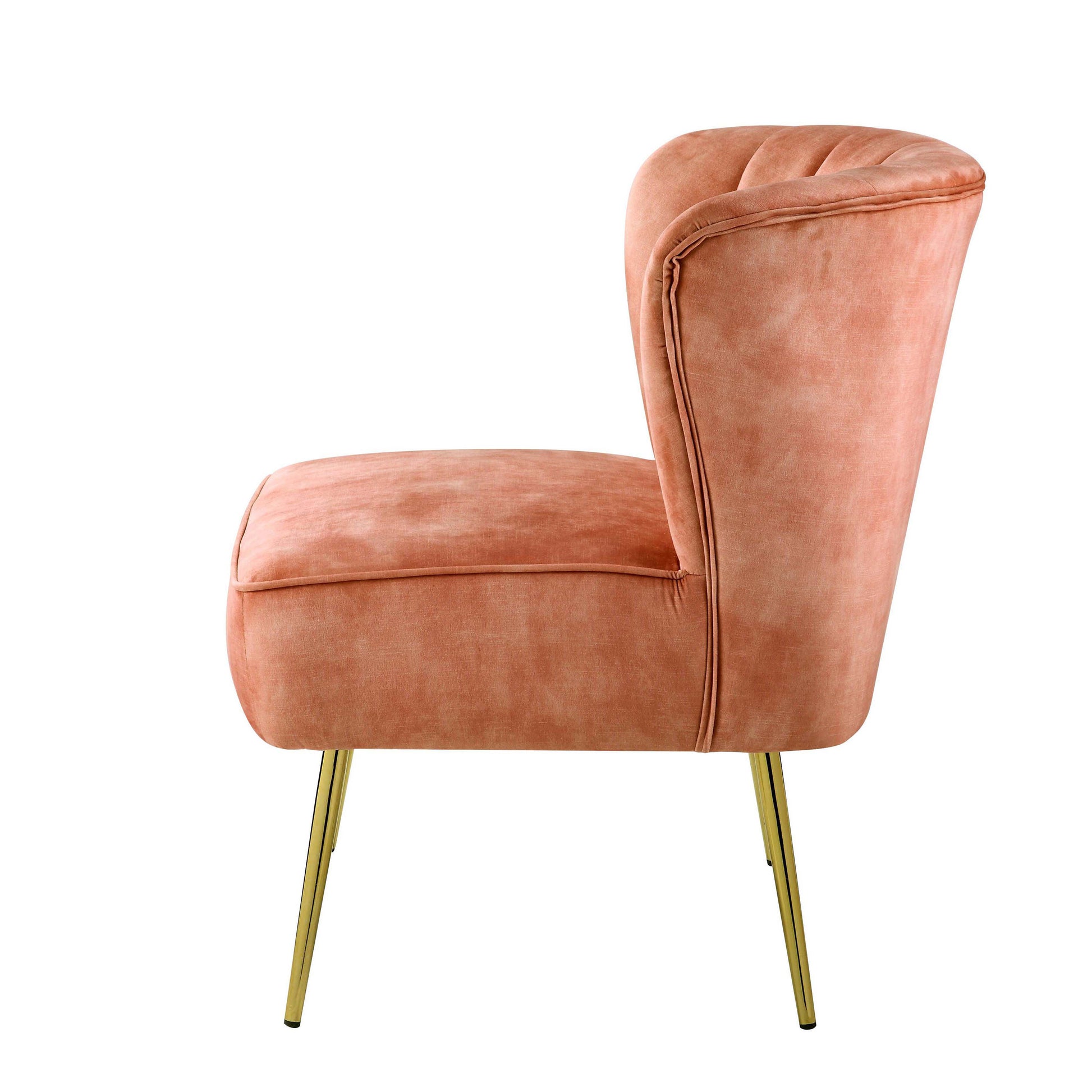 Burnt Orange Tufted Wingback Accent Chair Orange Primary Living Space Modern Velvet