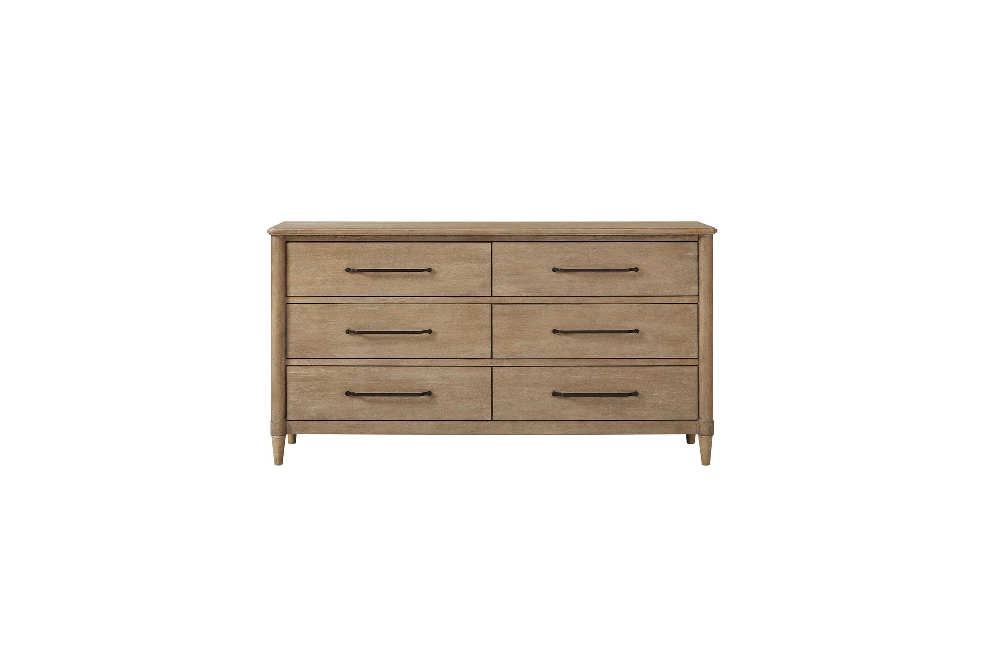 Casual 6 Drawer Dresser Sand Finish Sand Solid Wood Mdf