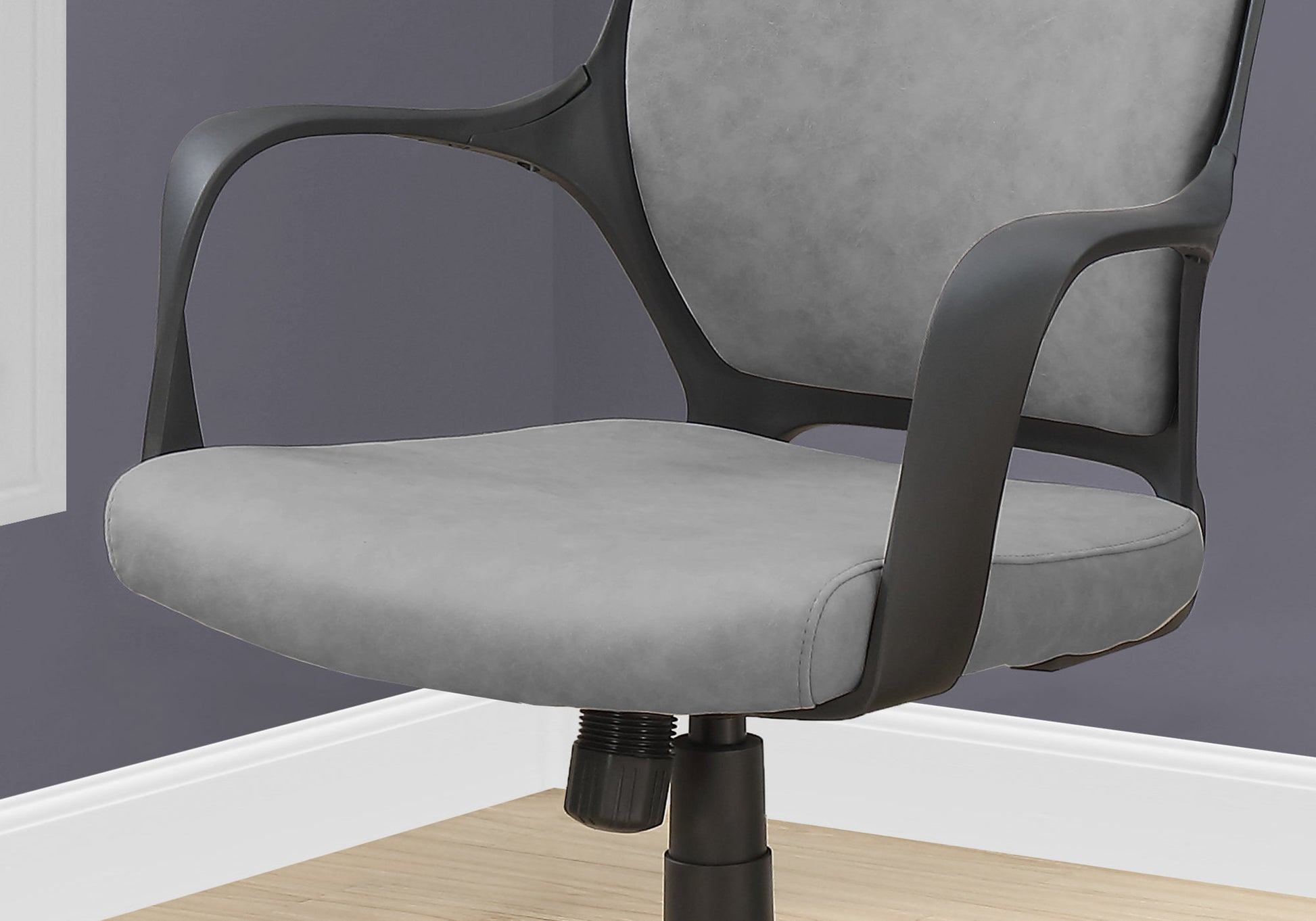 Office Chair, Adjustable Height, Swivel, Ergonomic, Armrests, Computer Desk, Work, Grey Fabric, Black Metal, Contemporary, Modern Grey Foam Polyester