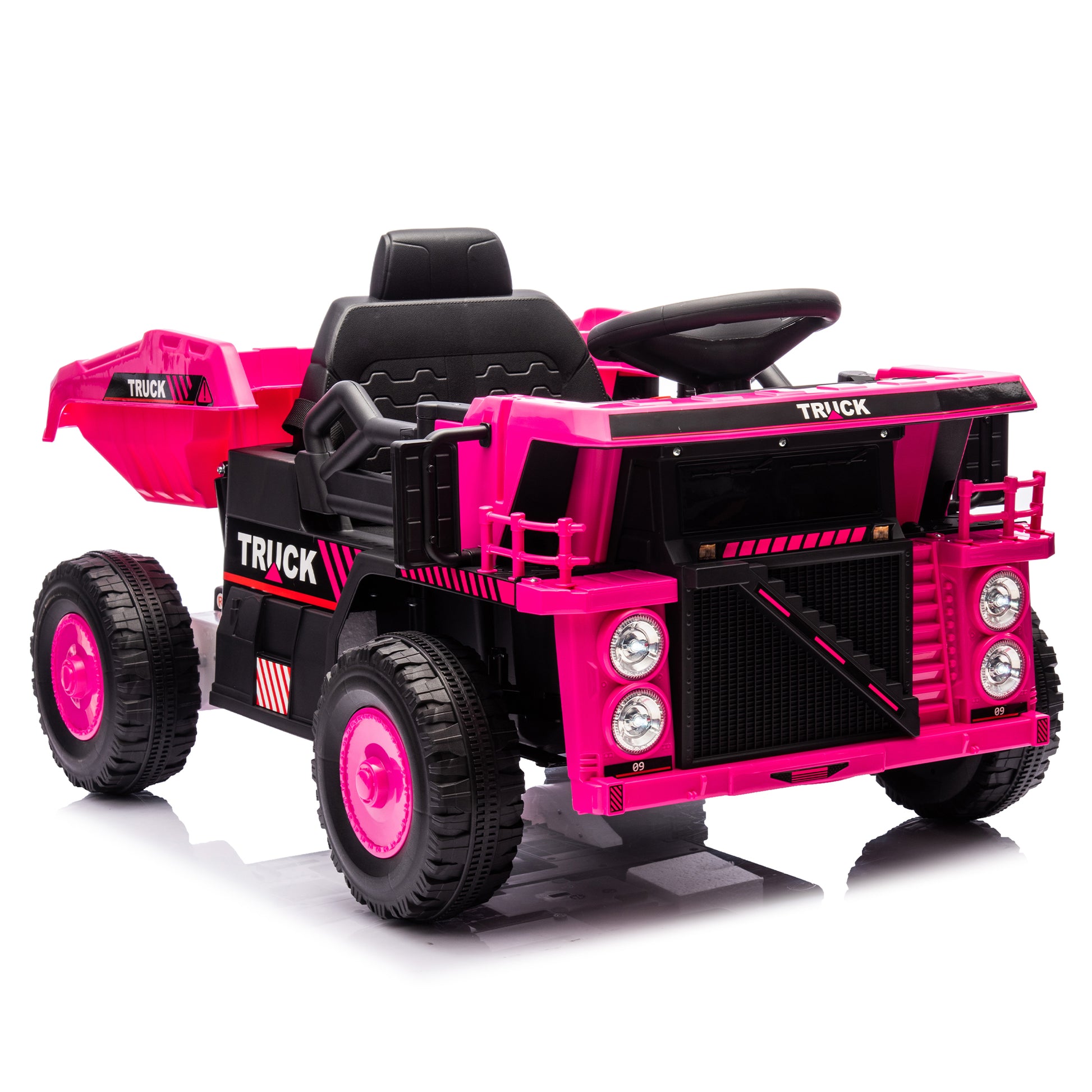 12V Kids Ride On Dump Truck W Parents Control,2Wd,Rear Wheel Suspension,Electric Dump Bed And Extra Shovel,Multimedia Function With Bluetooh And Music,Volume&Speed Adjustment,Led Light For Kids 3 5. Pink Polypropylene