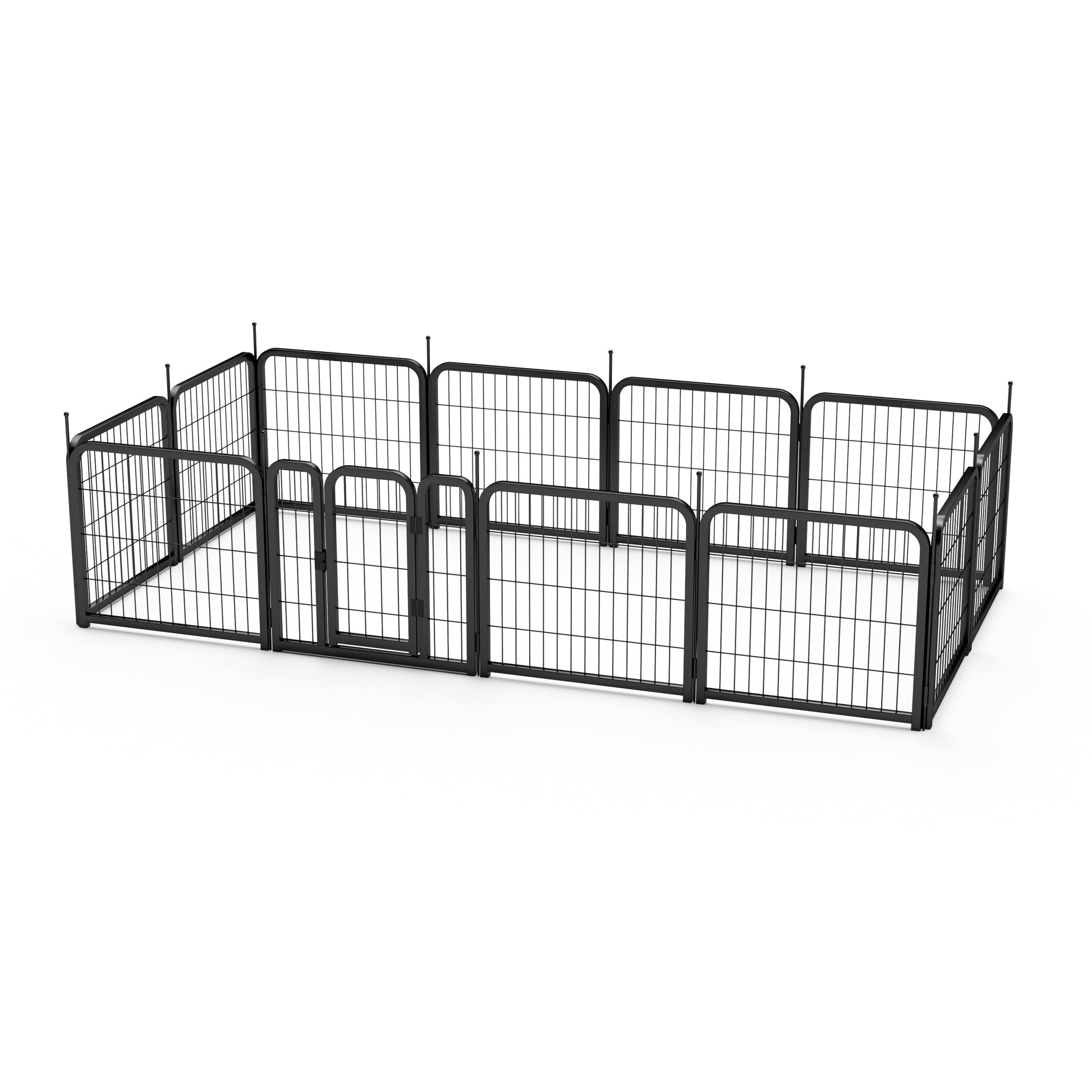 Dog Playpen Outdoor, 12 Panel Dog Fence 24" Pet Pen For Small Dogs Pet Exercise Pen For Puppy Rabbit Small Animals Portable Playpen For Rv Camping Garden Yard, Indoor. Black, 22.2'' W X 23.6'' H. Black Iron