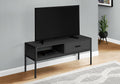 Tv Stand, 48 Inch, Console, Media Entertainment Center, Storage Drawer, Living Room, Bedroom, Black Laminate, Black Metal, Contemporary, Modern Black 80 89 Inches Particle Board