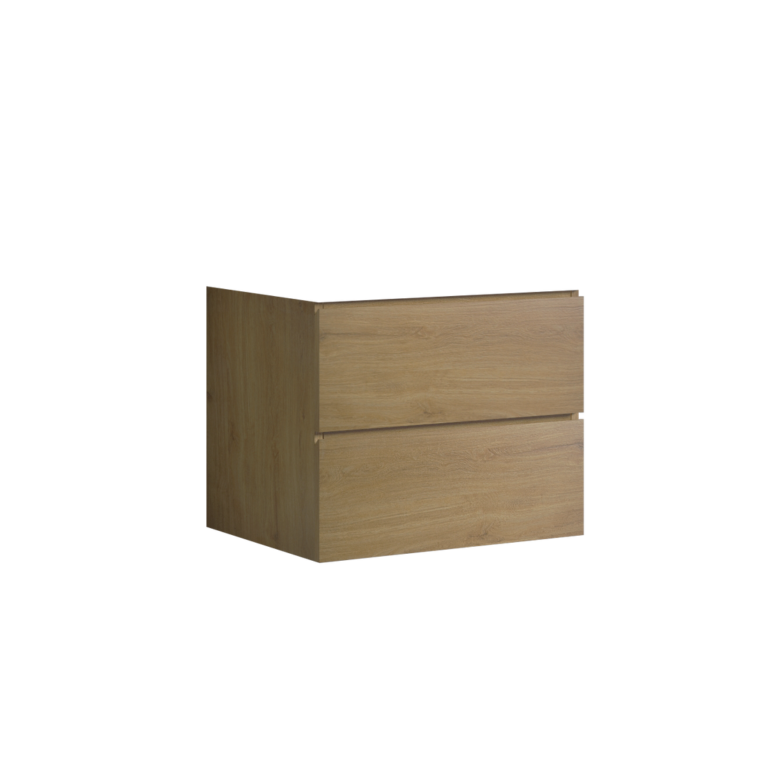 Alice24 106, Wall Mount Cabinet Without Basin, Natural Oak Color, With Two Drawers, Pre Assembled Oak Melamine