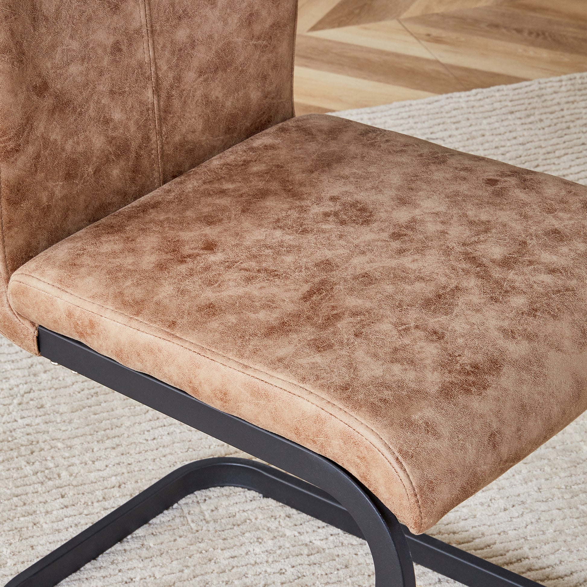 Table And Chair Set. Modern Dining Table With Mdf Top And Beautiful Mdf Legs. Comes With Brown Comfortable Chair With Pu Seat And Metal Legs. Suitable For A Wide Range Of Decorative Styles. Brown,Wood Seats 4 Mdf