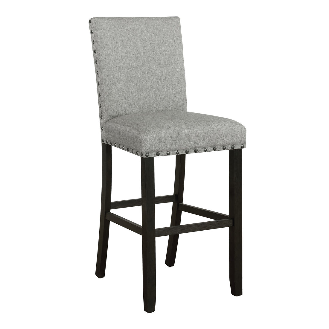 Lok 30 Inch Wood Barstool, Set Of 2, Trim, Padded Seating, Gray Gray Solid Wood