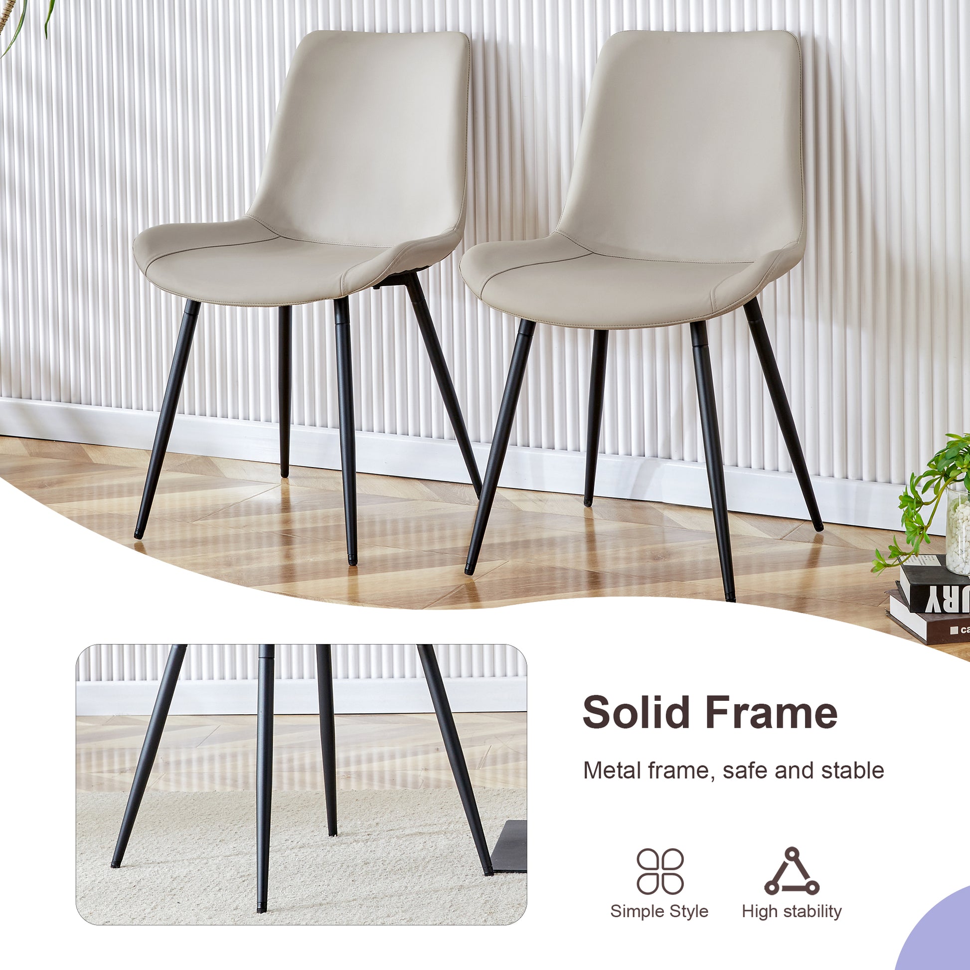 Table And Chair Set.Modern Extendable Mdf Dining Table.The Table Has A Telescopic Design, Suitable For Gatherings Of Different Size.Paired With 6 Chairs With Pu Cushions And Black Metal Legs. White Black Seats 6 Mdf Metal