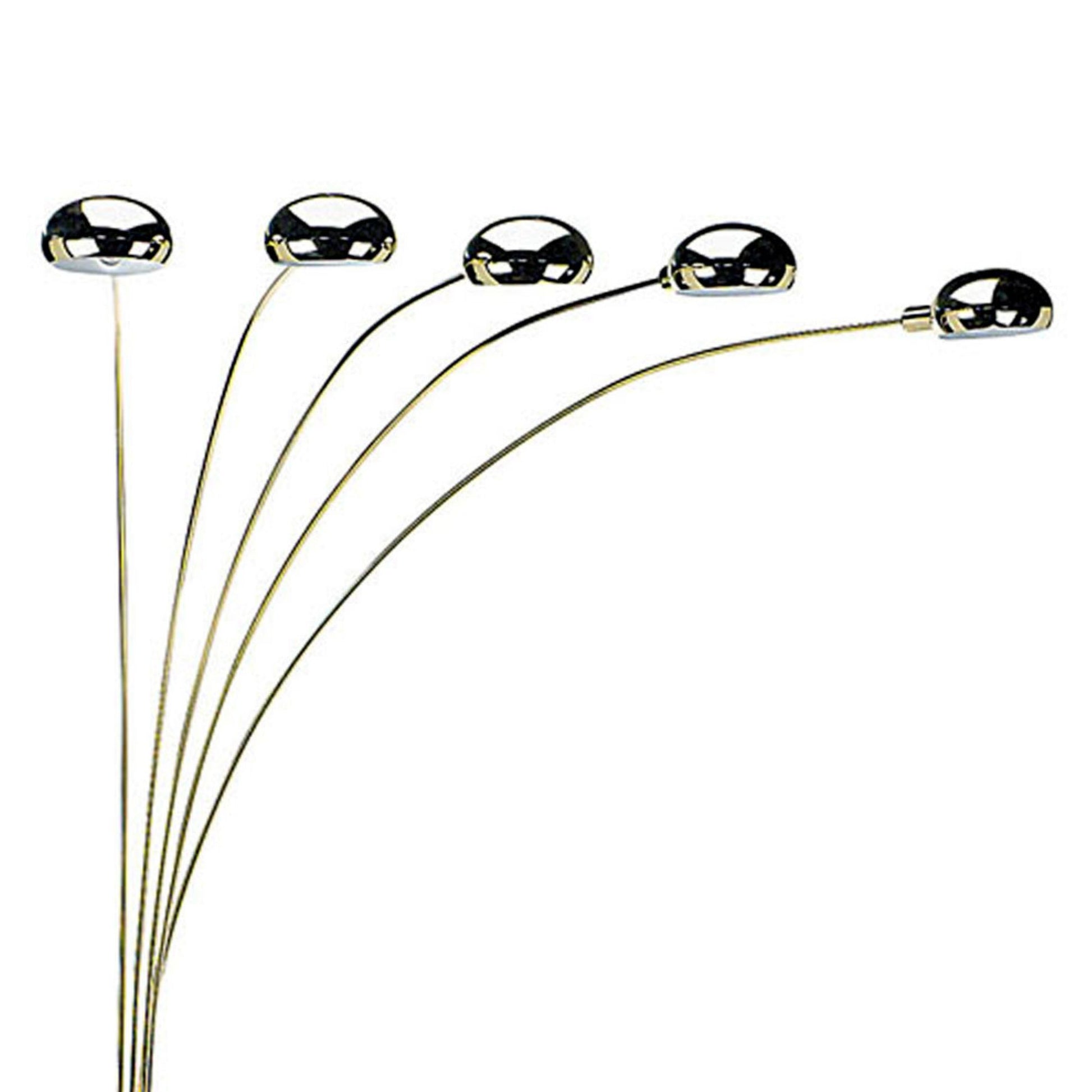 84" Tall Metal Floor Lamp With Polished Brass Finish And 5 Adjustable Arch Arms Gold Metal