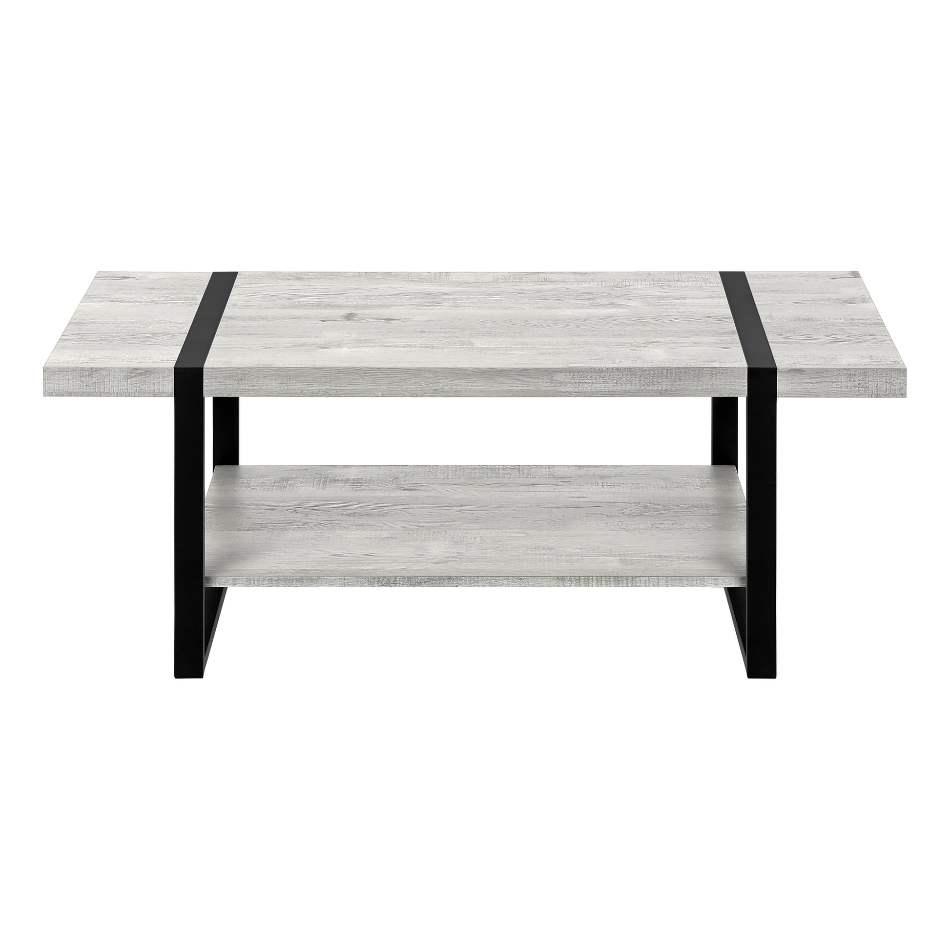 Coffee Table, Accent, Cocktail, Rectangular, Living Room, 48"L, Grey Laminate, Black Metal, Contemporary, Modern Grey Mdf