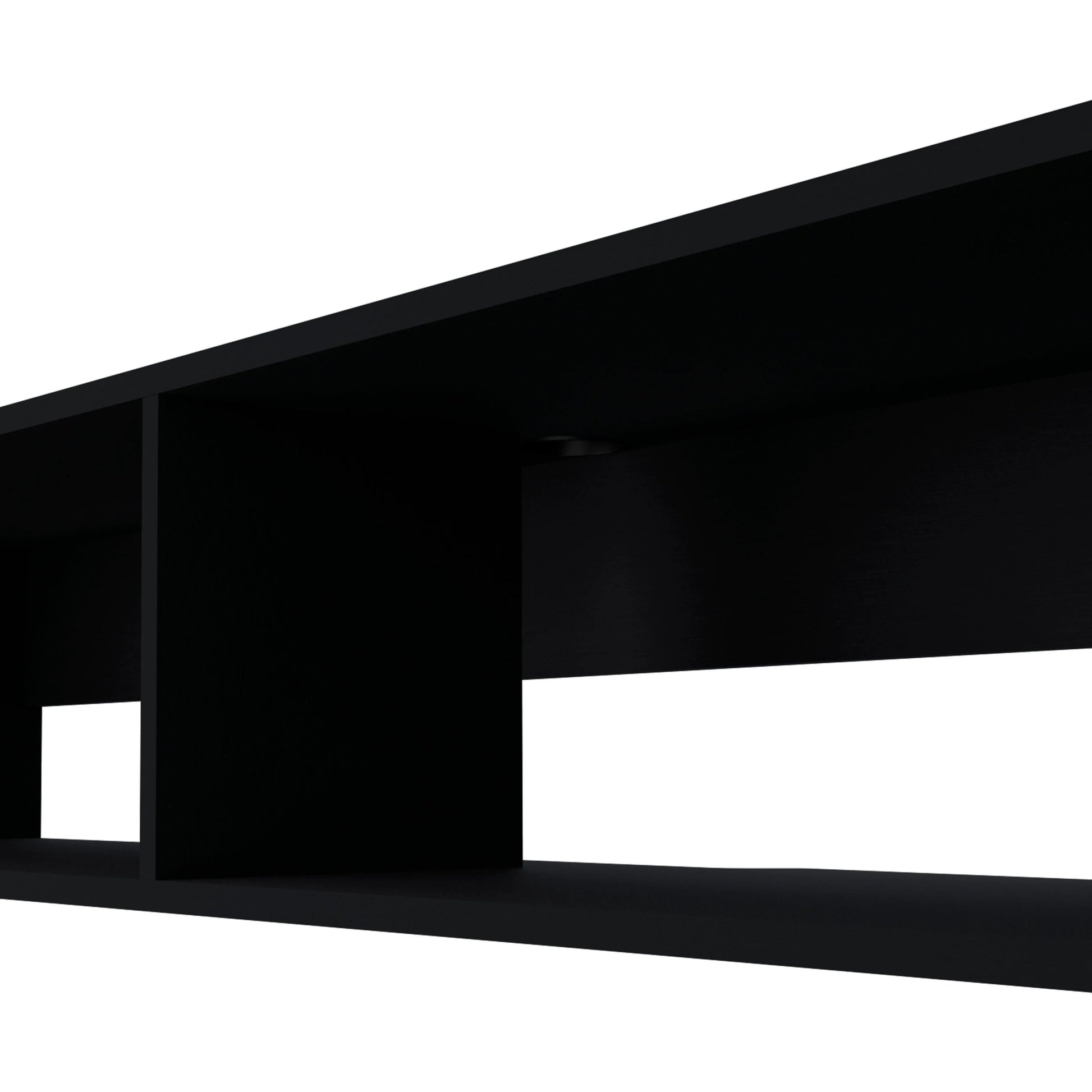 Black 2 Shelf Central Floating Media Rack Black Primary Living Space 60 69 Inches Melamine