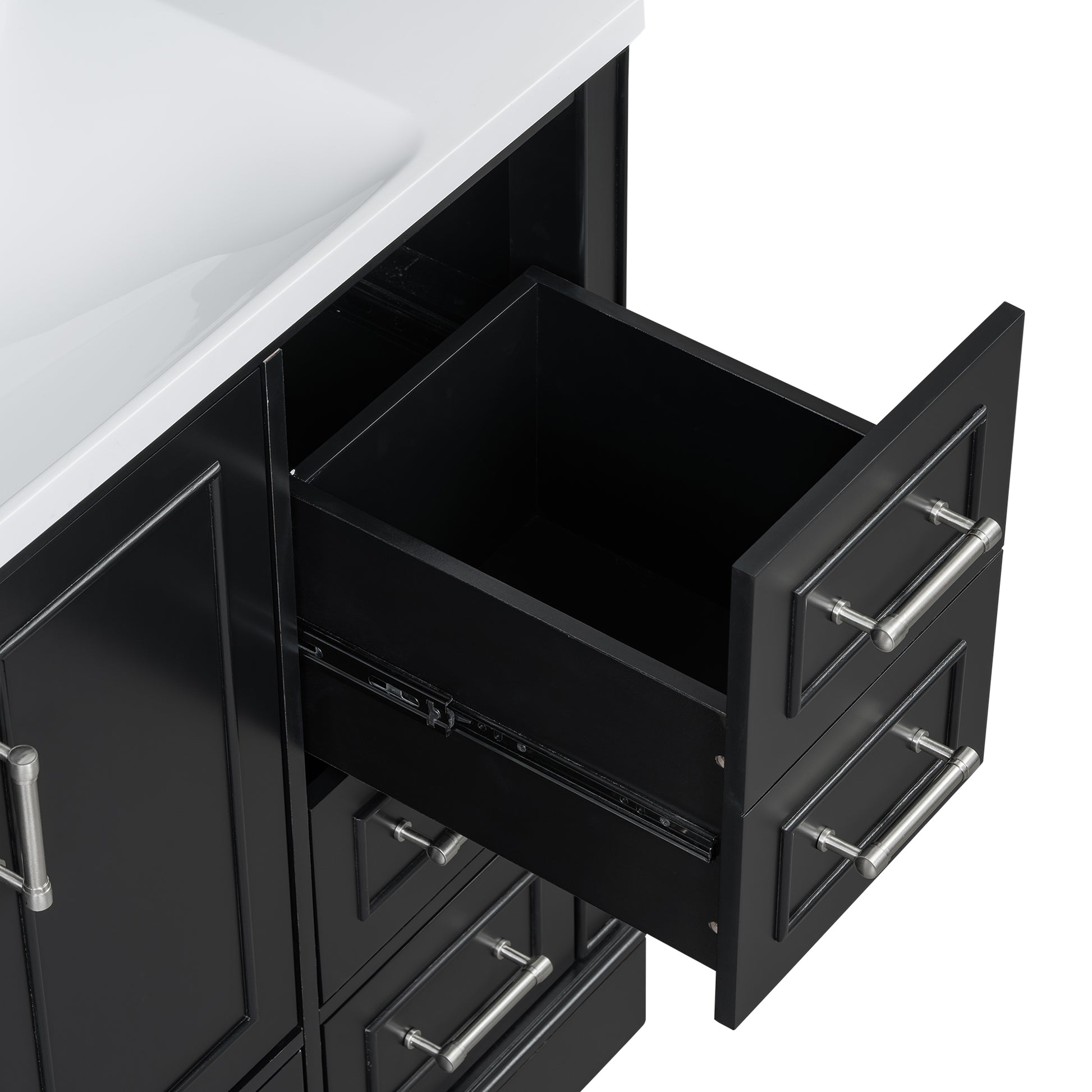 Cabinet Only 36" Black Traditional Bathroom Vanity Sink Not Included Black Bathroom American Traditional Solid Wood Mdf