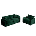 Modern Living Room Sofa Two Piece Set, Suitable For Living Room And Bedroom Sofa Set, Consists Of A Single Seat And A 3 Seater Sofas, Green Corduroy Green Corduroy 3 Seat