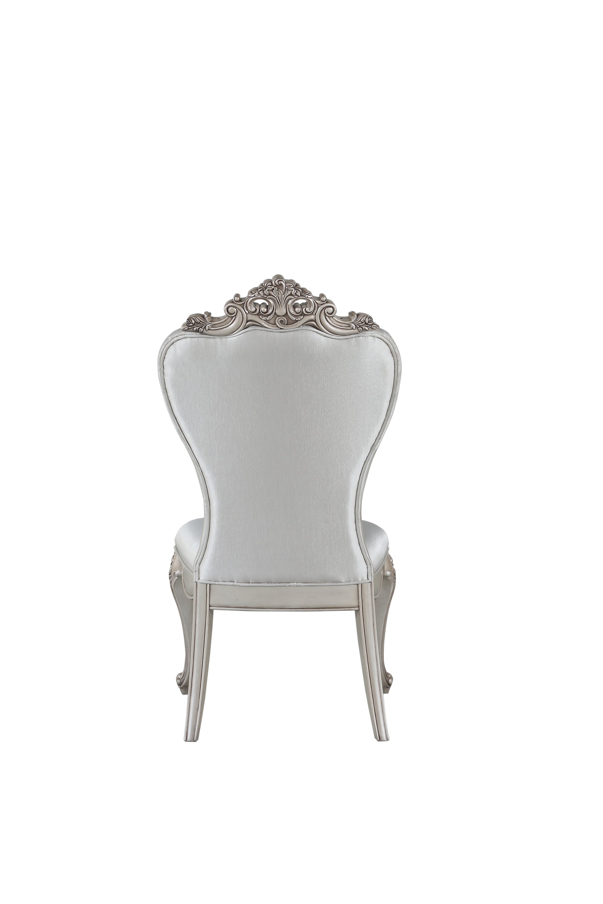 Wooden Side Chairs With Button Tufting, Set Of Two, Cream And White Beige White Wood Fabric