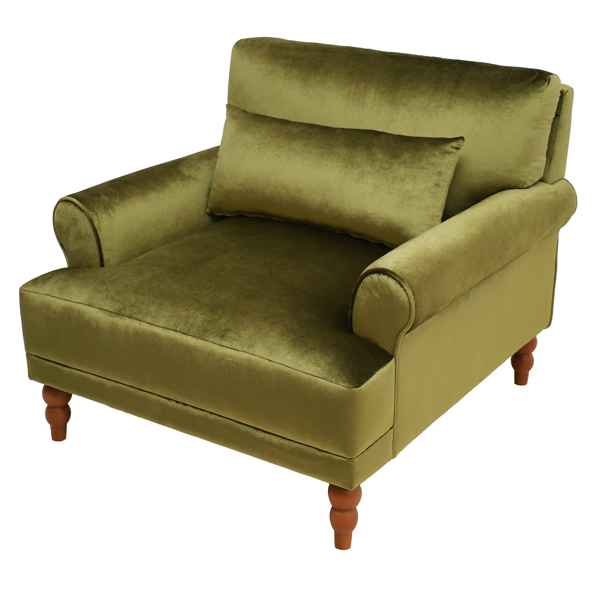 Mirod Elegant Circular Armrests, Ergonomic Lumbar Support, Vintage Roman Column Legs, Luxurious Large Size, Enhances Living Room Aesthetics, For Living Room,Bedroom And Study Green Velvet