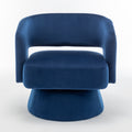 Swivel Barrel Chair, Velvet Accent Armchair 360 Degree Swivel Club Chair For Living Room Bedroom Reception Room Blue Foam Velvet