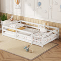 Twin Size Floor Bed, Montessori Floor Bed With Fence, Kids Montessori Bed Twin Size, Wood Montessori Floor Bed For Kids, Girls, Boys White White Wood Metal