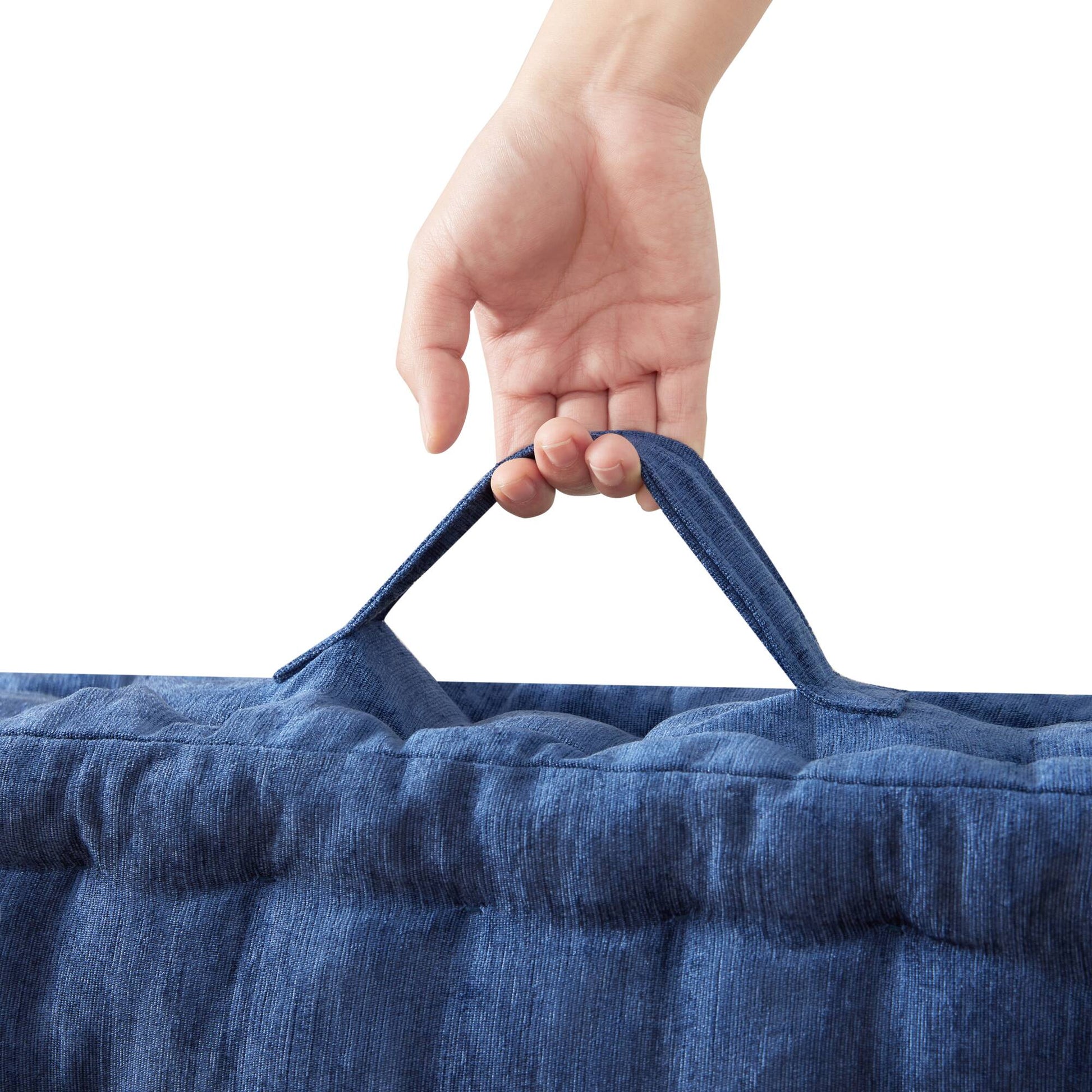 Poly Chenille Square Floor Pillow Cushion 24X24" Navy Blue Polyester