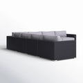 Fully Assembled 122'' Wide Outdoor Wicker Patio Sectional With Cushions Black Wicker