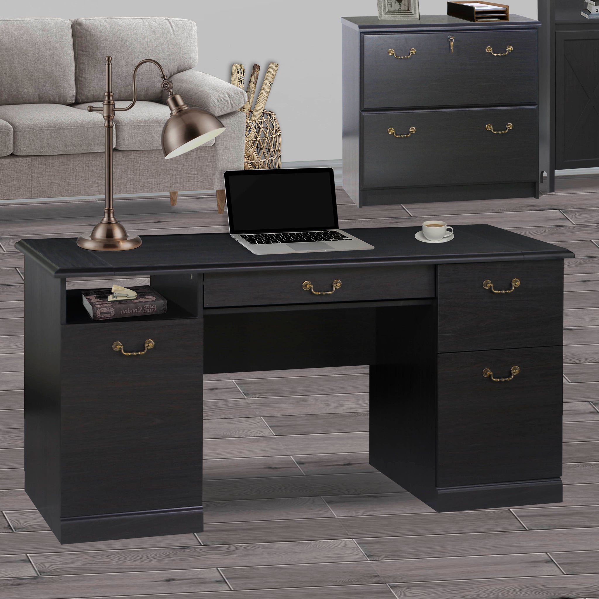 60" Writing Desk Base 60" Writing Desk Top Sophisticated Executive Desk With Espresso Finish, Hidden Keyboard Tray, And Adjustable Storage Espresso Solid Wood