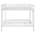 Full Xl Over Queen Metal Bunk Bed With Ladder And Guardrails, White Box Spring Not Required Full Xl White Metal Metal