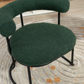 Coolmore Boucle Dining Chairs Set Of 2, Mid Century Modern Curved Backrest Chair, Round Upholstered Kitchen Chairs Emerald Boucle Emerald Foam Mdf Metal