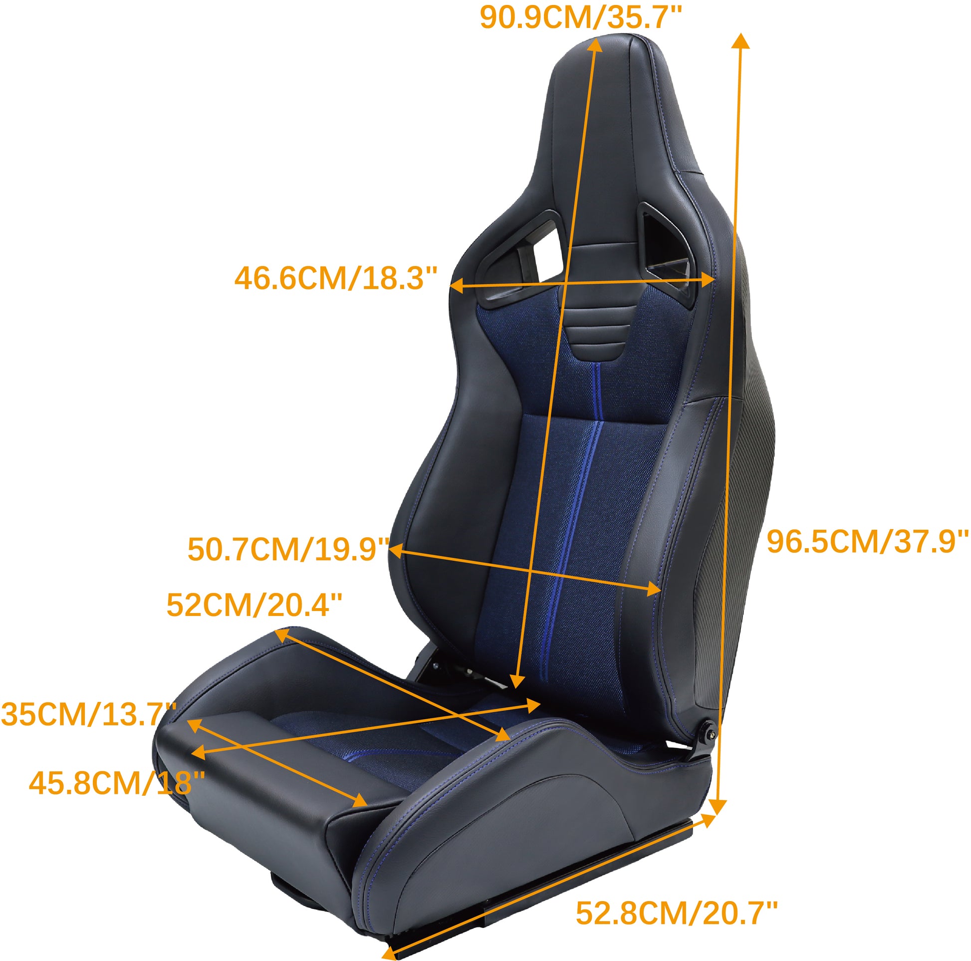 Racing Seatbucket Seats Acacia Wood,Black Blue Memory Foam Vinyl