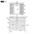 36'' Bathroom Vanity With Medicine Cabinet, Modern Bathroom Storage Cabinet With 2 Soft Closing Doors And 4 Drawers, Single Sink Bathroom Vanity White Bathroom Ceramic,Solid Wood Mdf