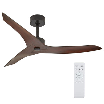 52" Outdoor Ceiling Fan Without Light With Remote Control ,3 Abs Blades Farmhouse Ceiling Fan 6 Speed Reversible Dc Motor Modern Ceiling Fan For Living Room, Bedroom, Kitchen Brown Black Casual,Classic Abs Steel Q235