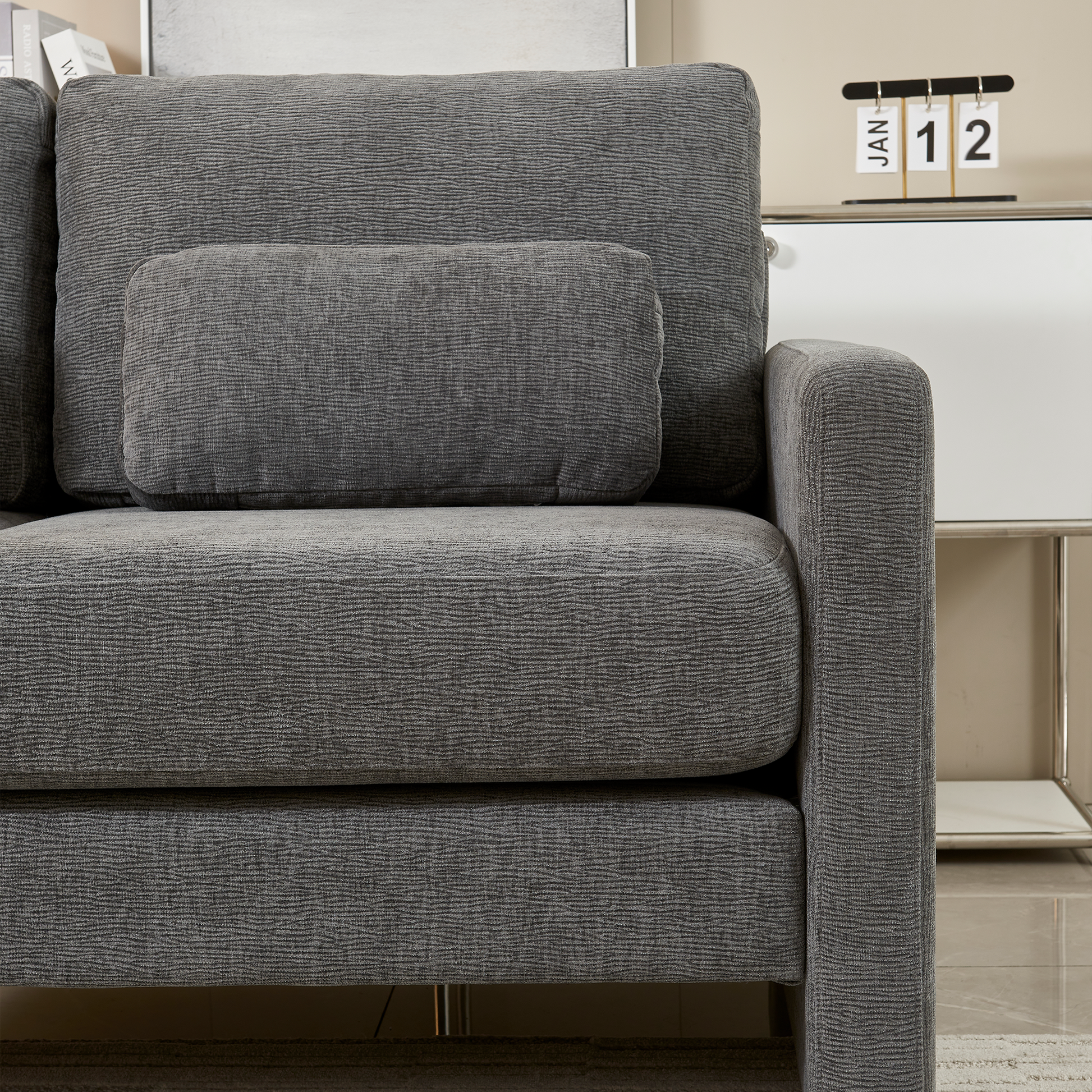 58.66" Small Modern Loveseat Sofa, Mid Century Chenille Fabric 2 Seat Couch Beautiful Seat With Back Cushions, Accent Sofa Couch For Living Room, Bedroom And Small Space Gray Wood Foam Chenille 2 Seat