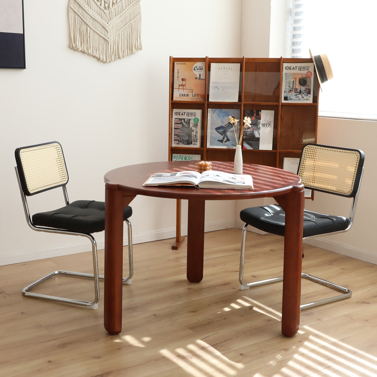 Dining Chairs Set Of 2, Fauex Leather Rattan Side Accent Chairs With Chrome Legs, Modern Mid Century Breuer Designed Chairs, Upholstered Dining Living Room Kitchen Chairs Black 2Pcs Black Faux