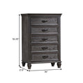 Eli 52 Inch Tall Dresser Chest, 5 Drawers, Bar Handles, Weathered Brown Black Solid Wood