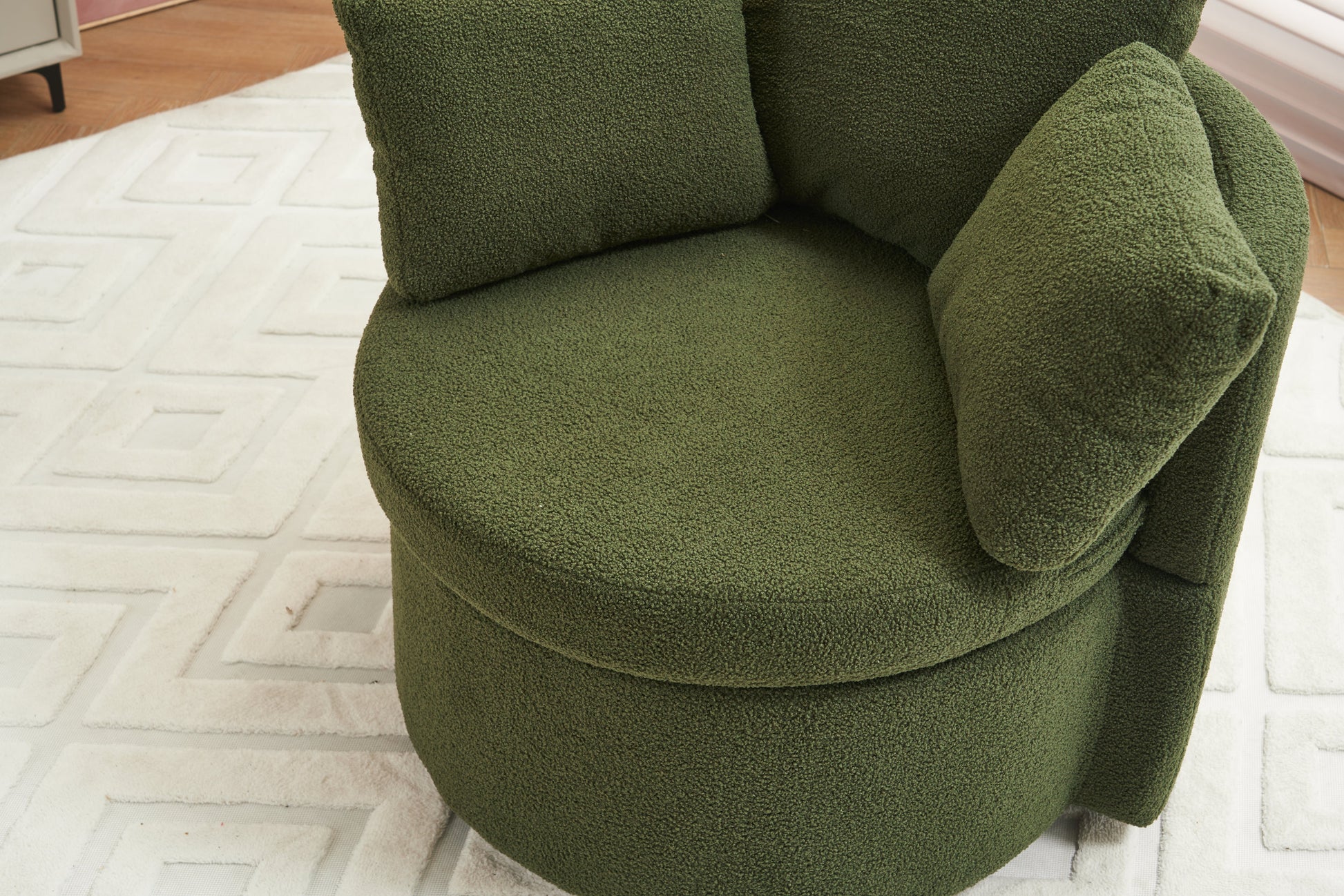 029 Teddy Fabric Swivel And Storage Chair With Back Cushion For Living Room,Green Green Primary Living Space Modern Foam Teddy