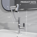 Chrome Bathroom Sink Faucet With Spray Function And Temperature Display For Anti Skid Switch And Hot & Cold And 360 Rotary One Chrome Deck Mounted Single Hole Faucets Bathroom Contemporary Brass Manual