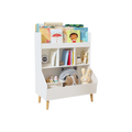 Toy Storage Organizer, Kids Bookshelf And Toy Storage With Legs, Multifunctional Storage Organizer, Children Bookcase For Kids Room, Living Room, Nursery,White White Solid Wood Mdf