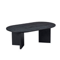 Length 39.37 Inch Modern Coffee Table,Mdf Oval Coffee Table For Living Room,Small Coffee Table With Sturdy Pedestal For Apartment,Bedroom,Black Black Mdf