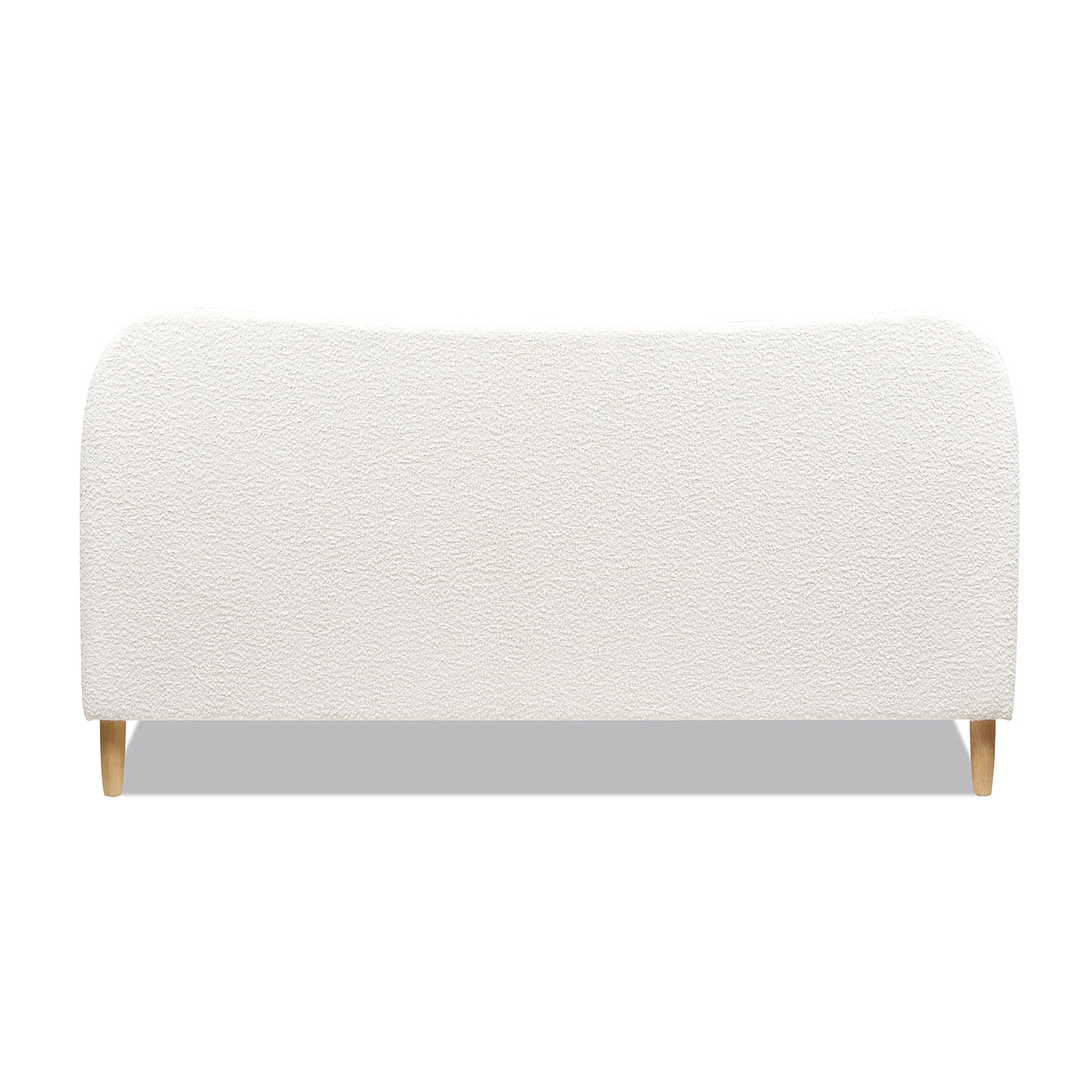 Roman Curved Headboard Upholstered Platform Bed, King, Ivory White Boucle Box Spring Not Required King White Wood Foam Boucle Boucle