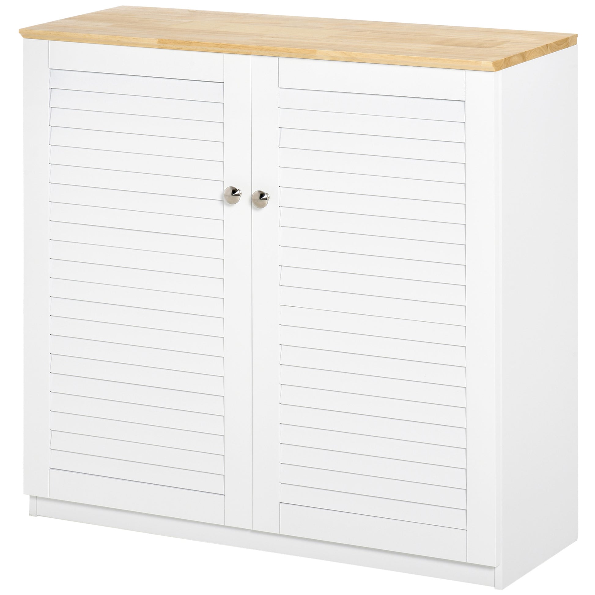 Homcom Sideboard Buffet Cabinet, Kitchen Cabinet, Coffee Bar Cabinet With Double Louvered Doors And Adjustable Shelf For Living Room, Hallway, White White Mdf