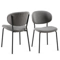 Grey Boucle Fabric Dining Chairs Set Of 2,Dining Chairs With Metal Legs For Dining Room, Kitchen, Living Room Metal Plaid Gray Dining Room Powder Coated Foam Dry Clean Modern Dining Chairs Solid Back Set Of 2 Foam Boucle