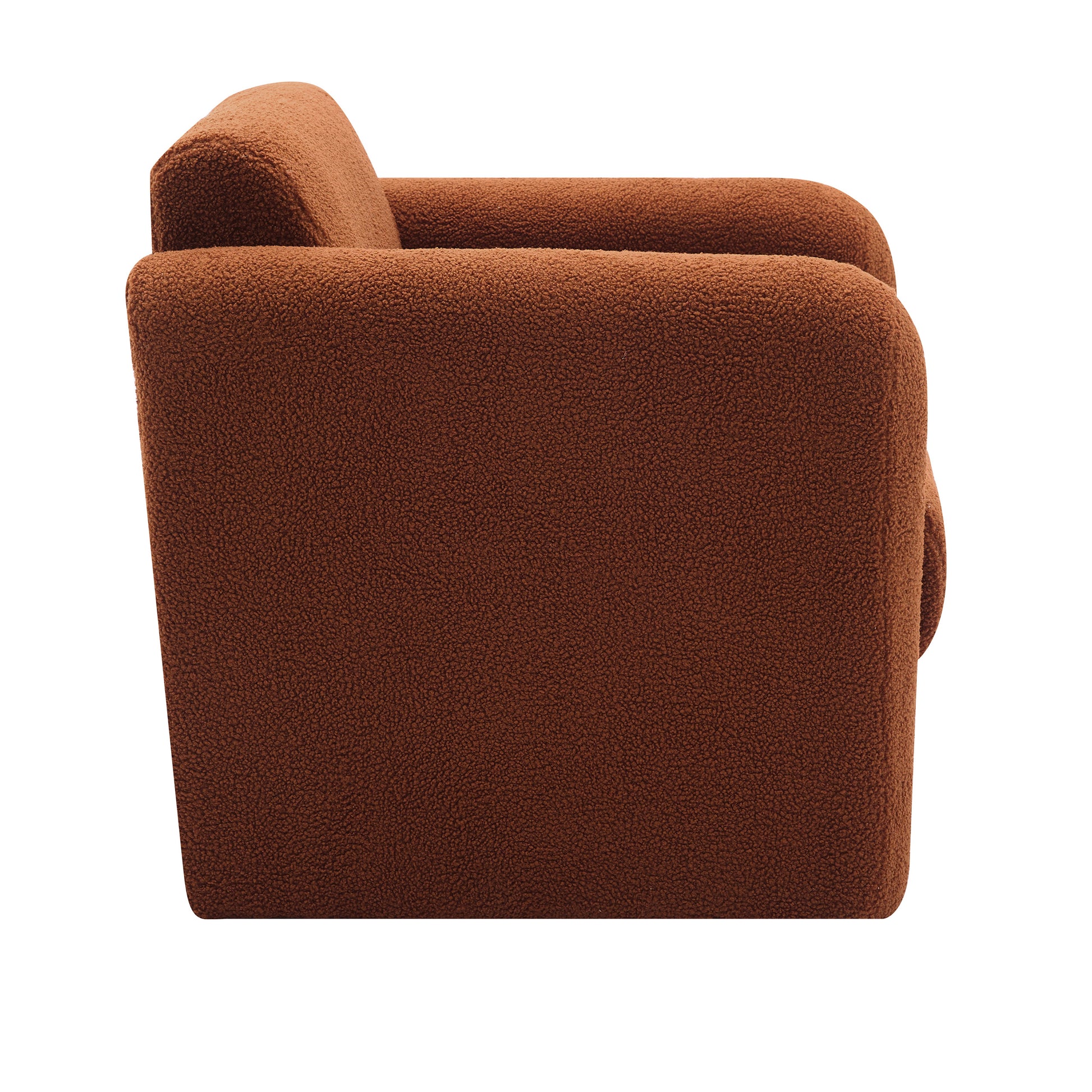 Modern Accent Chair Lambskin Sherpa Fabric Upholstered Comfy Reading Arm Chair Soft Padded Armchair With Back And Pillow For Living Room Bedroom Reception Waiting Room Office,Burnt Orange Burnt