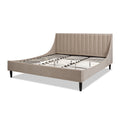 Aspen Vertical Tufted Headboard Platform Bed Set, King, Mink Beige Performance Velvet Box Spring Not Required King Mink Wood Foam Velvet Velvet