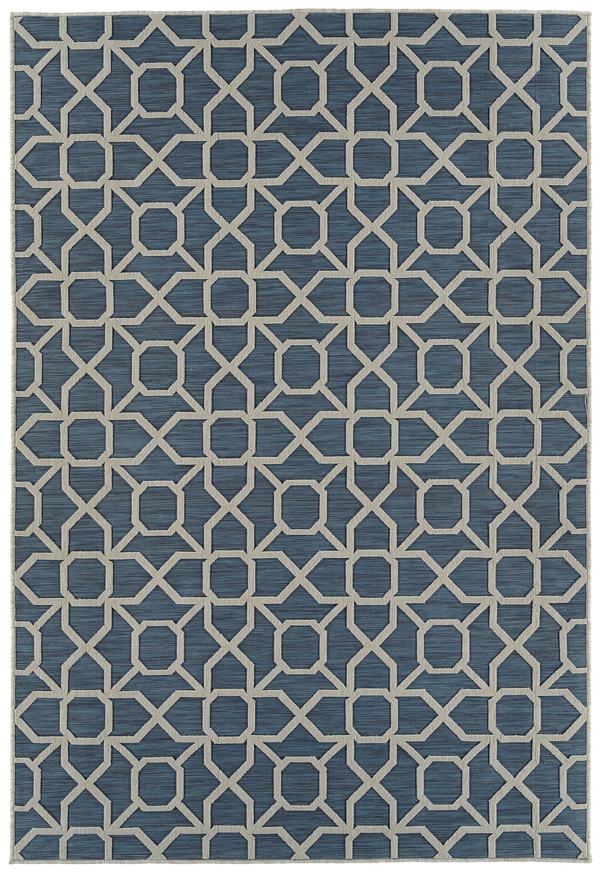 Contemporary, Transitional, Geometric, Textured, High Low Cut & Loop 7'10" X 10' Rectangle Area Rug Blue Polypropylene