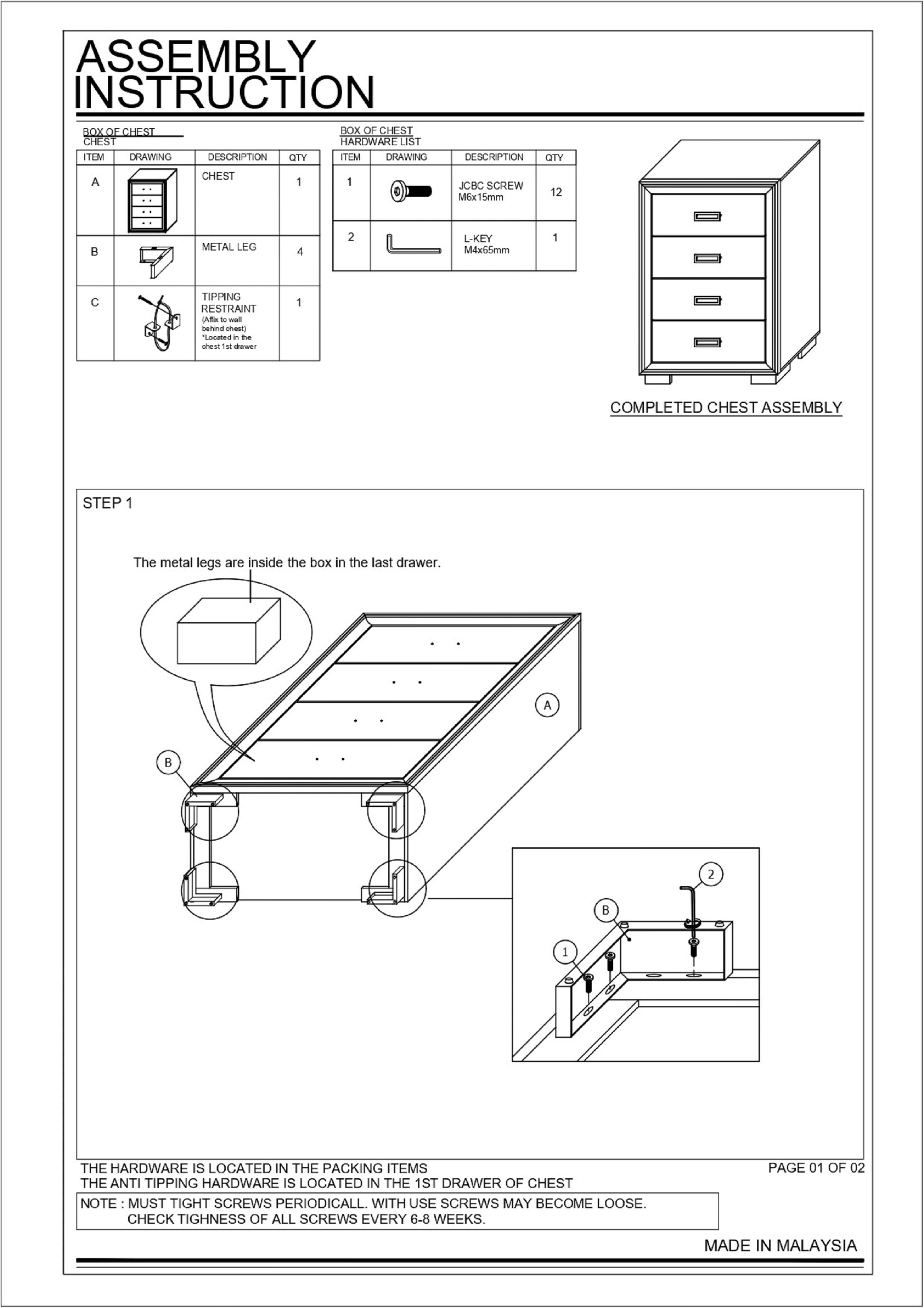 modern 4 drawer dresser instructions 4 Drawer dresser (5522)