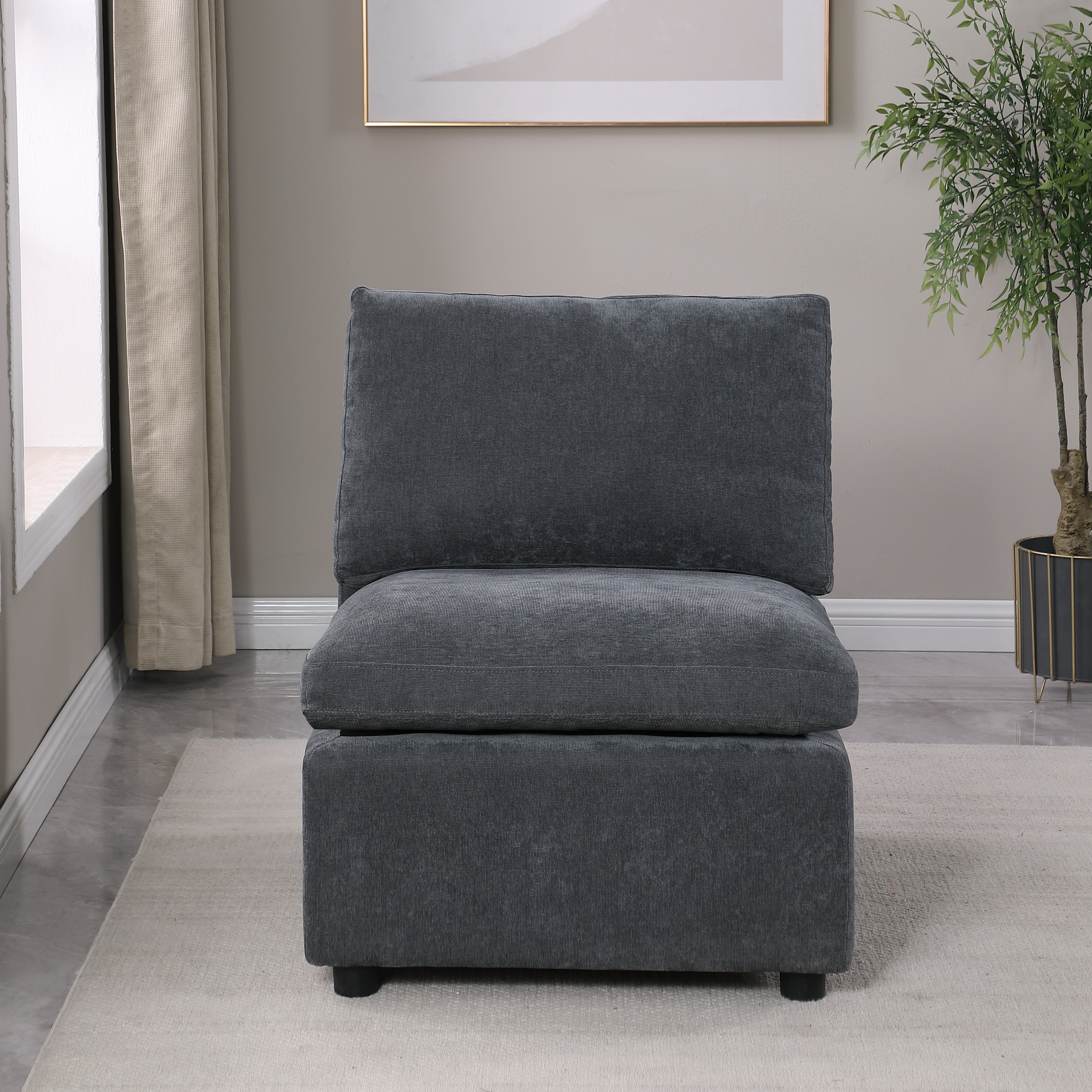 Modern Upholstered Middle Module For Modular Sectional,Sectional Sofa